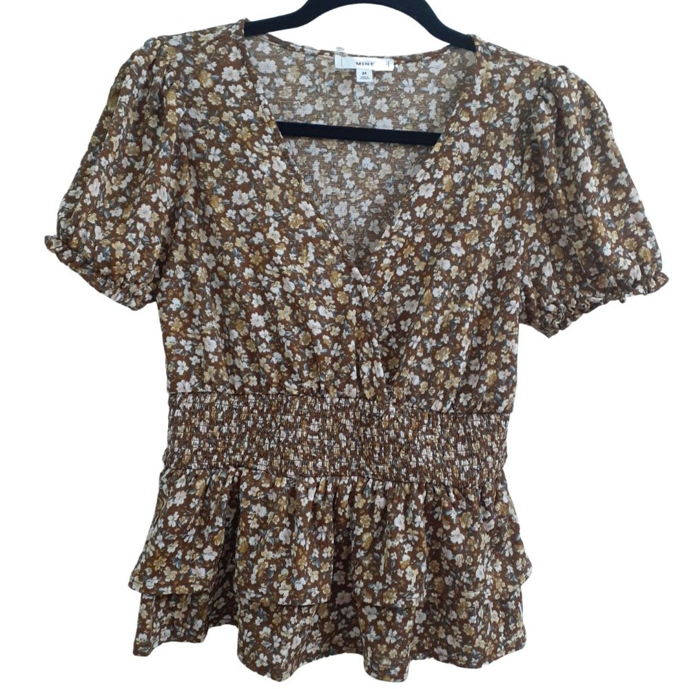 Mine Multi Colored Flowered Top Size Medium NWOT